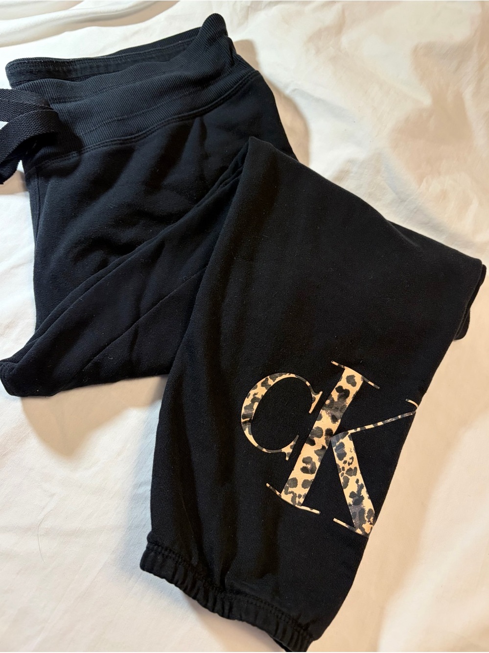 Calvin Klein Black Joggers with Leopard CK Logo